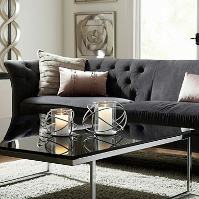 Silver Finish Metal Orb Candle Holders for Home or Office Decor