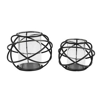 Black Finish Metal Orb Candle Holders for Home or Office Decor