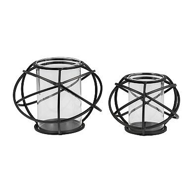 Black Finish Metal Orb Candle Holders for Home or Office Decor