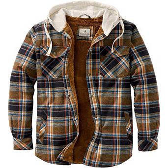 Men's Legendary Whitetails Camp Night Berber Lined Hooded Flannel Shirt Jacket