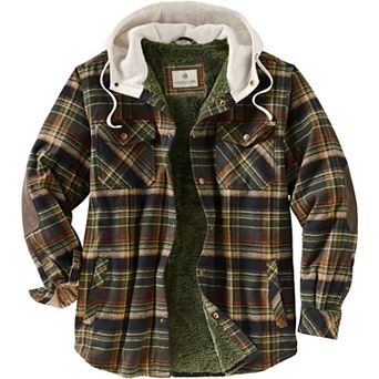 Men's Legendary Whitetails Camp Night Berber Lined Hooded Flannel Shirt Jacket