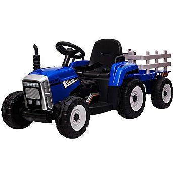 12V Kids Tractor with 35W Motor & Trailer, Remote Control, 2+1 Gear Shift, LED Lights for 3+ Years