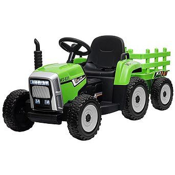 12V Kids Tractor with 35W Motor & Trailer, Remote Control, 2+1 Gear Shift, LED Lights for 3+ Years