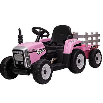 12V Kids Tractor with 35W Motor & Trailer, Remote Control, 2+1 Gear Shift, LED Lights for 3+ Years