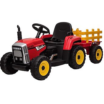 12V Kids Tractor with 35W Motor & Trailer, Remote Control, 2+1 Gear Shift, LED Lights for 3+ Years