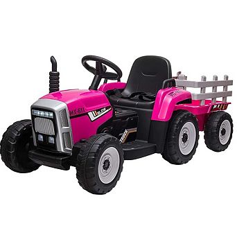 12V Kids Tractor with 35W Motor & Trailer, Remote Control, 2+1 Gear Shift, LED Lights for 3+ Years