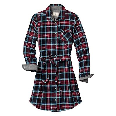 fitted flannel dress Morgan Belted Stretch Flannel Shirtdress main image 0