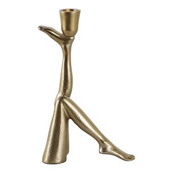 Metal Aluminum Pillar Holder with Sculptural Leg-Shaped Design