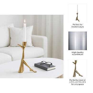 Metal Aluminum Pillar Holder with Sculptural Leg-Shaped Design