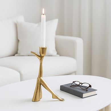 Metal Aluminum Pillar Holder with Sculptural Leg-Shaped Design