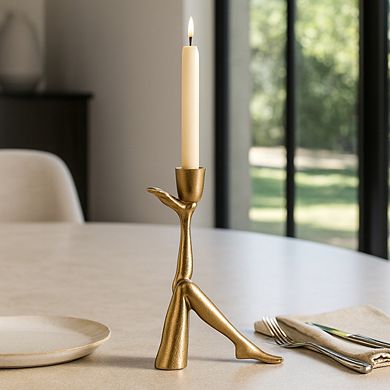 Metal Aluminum Pillar Holder with Sculptural Leg-Shaped Design