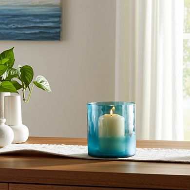 Decorative Glass Pillar Candle Holder With Modern Cylindrical Design