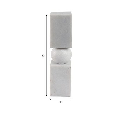 Marble Stone Taper Holder with Geometric Contemporary Design