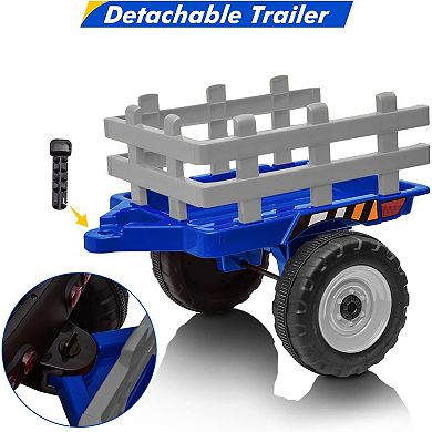 12V Kids Ride-On Tractor w/ Trailer & Remote Control, 2+1 Gear Shift, LED Lights,Toy for 3-6 Years