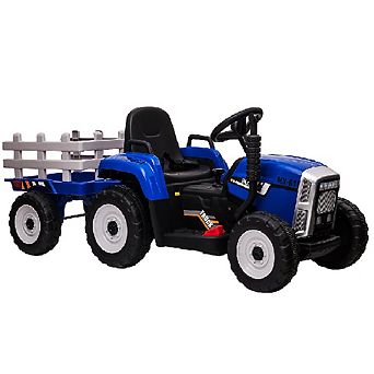 12V Kids Ride-On Tractor w/ Trailer & Remote Control, 2+1 Gear Shift, LED Lights,Toy for 3-6 Years