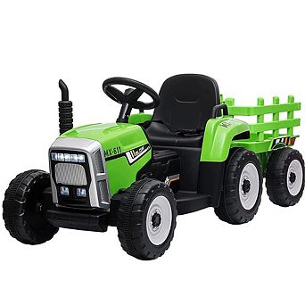 12V Kids Ride-On Tractor w/ Trailer & Remote Control, 2+1 Gear Shift, LED Lights,Toy for 3-6 Years
