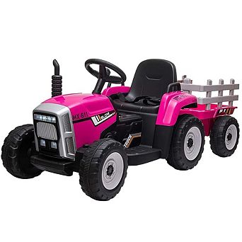 12V Kids Ride-On Tractor w/ Trailer & Remote Control, 2+1 Gear Shift, LED Lights,Toy for 3-6 Years