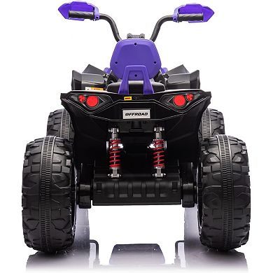 24V 2-Seater Kids Ride-On ATV, Electric Quad w/ Parental Remote Control, High/Low Speed&LED Lights