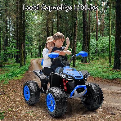 24V 2-Seater Kids Ride-On ATV, Electric Quad w/ Parental Remote Control, High/Low Speed&LED Lights