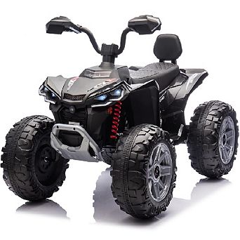 24V 2-Seater Kids Ride-On ATV, Electric Quad w/ Parental Remote Control, High/Low Speed&LED Lights