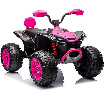 24V 2-Seater Kids Ride-On ATV, Electric Quad w/ Parental Remote Control, High/Low Speed&LED Lights
