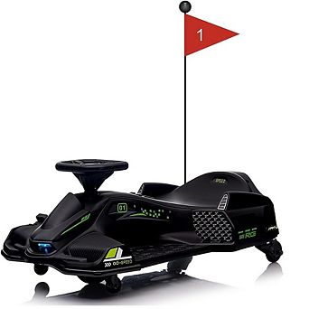 12V Kids Drift Go-Kart with 5-Wheel Stability, High/Low Variable Speed, Front & Tail LED Lights