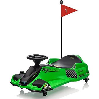 12V Kids Drift Go-Kart with 5-Wheel Stability, High/Low Variable Speed, Front & Tail LED Lights