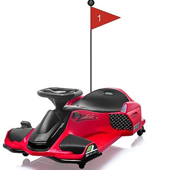 12V Kids Drift Go-Kart with 5-Wheel Stability, High/Low Variable Speed, Front & Tail LED Lights