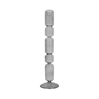 Modern Candle Holder with Stacked Sculptural Glass Base