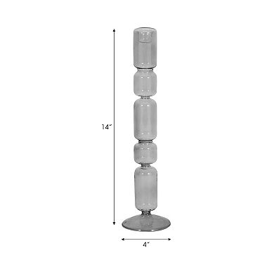 Modern Candle Holder with Stacked Sculptural Glass Base