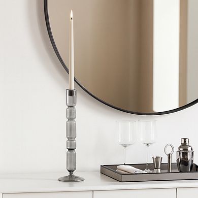 Modern Candle Holder with Stacked Sculptural Glass Base