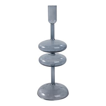 Modern Glass Retro Bubble Pillar and Taper Candle Holder Sleek Design