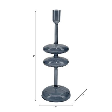 Modern Glass Retro Bubble Pillar and Taper Candle Holder Sleek Design