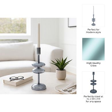Modern Glass Retro Bubble Pillar and Taper Candle Holder Sleek Design