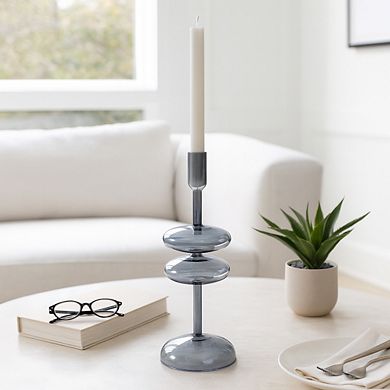 Modern Glass Retro Bubble Pillar and Taper Candle Holder Sleek Design
