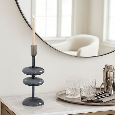 Modern Glass Retro Bubble Pillar and Taper Candle Holder Sleek Design