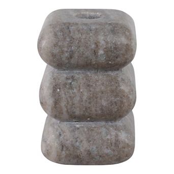 Stone Marble Curvy Pillar and Taper Holder Modern Design - 5" Ivory