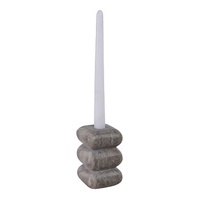 Stone Marble Curvy Pillar and Taper Holder Modern Design - 5" Ivory