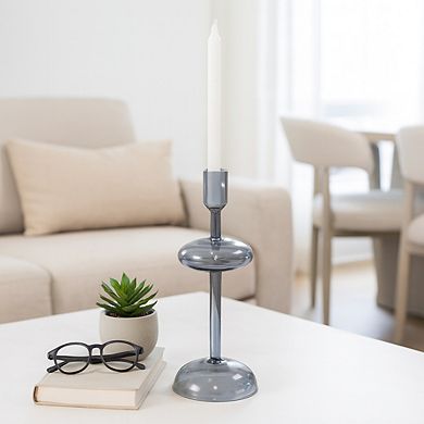 Modern Glass Retro Bubble Pillar and Taper Candle Holder Sleek Design