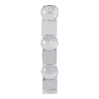 Crystal Glass Pillar and Taper Candle Holder Faceted Modern Design