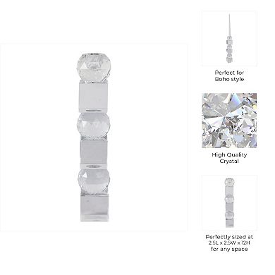 Crystal Glass Pillar and Taper Candle Holder Faceted Modern Design