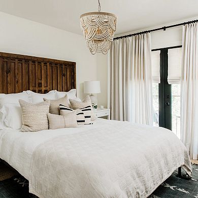 Parrot Unlce 19.7" Farmhouse Layered Wood Beads Basket Chandelier Hanging Light