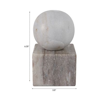 Modern Decorative Marble Taper Candle Holder, Ball On Cube Design