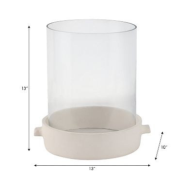 Pottery Glass Pillar Candle Holder Terracotta Base Cylindrical Form