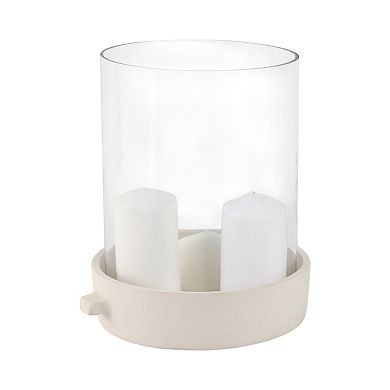 Pottery Glass Pillar Candle Holder Terracotta Base Cylindrical Form