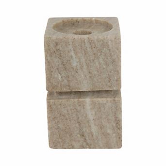 Stone and Marble Stacked Cubes Pillar Candle Holder Modern Glam Style