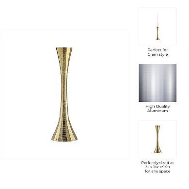 Glam Metal and Wood Taper Candle Holder Sculptural Silhouette MDF Base