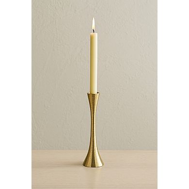 Glam Metal and Wood Taper Candle Holder Sculptural Silhouette MDF Base