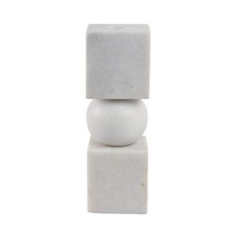 Marble Stone Taper Holder with Geometric Contemporary Design