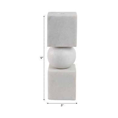 Marble Stone Taper Holder with Geometric Contemporary Design